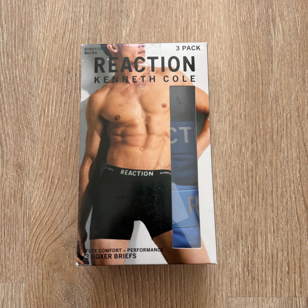 Kenneth Cole Reaction Boxer Briefs Mens Small Blue 3 Pack Micro Stretch 52W1046‎